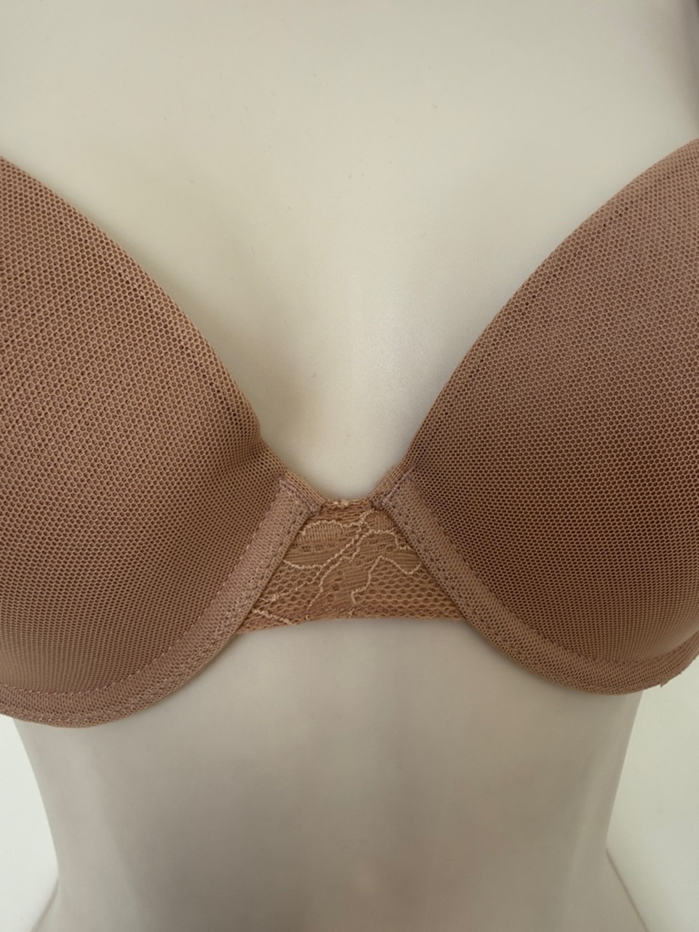 Natori Private Luxuries Dark Nude Underwire Lace Trim Bra 34B - Picture 3 of 7